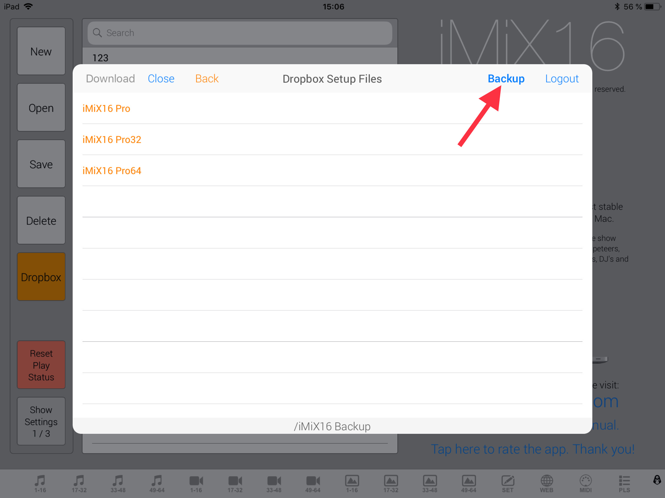 Imix16 Pro For Ipad Backup And Restore Setup Via Dropbox Mix16 Apps Support